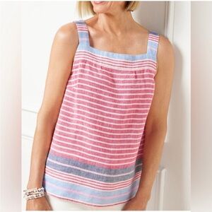 TALBOTS Horizon Stripe Linen Tank Size M
